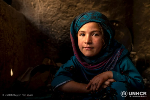 A girl from a displaced family at a settlement in Loya Wala north of Kandahar.