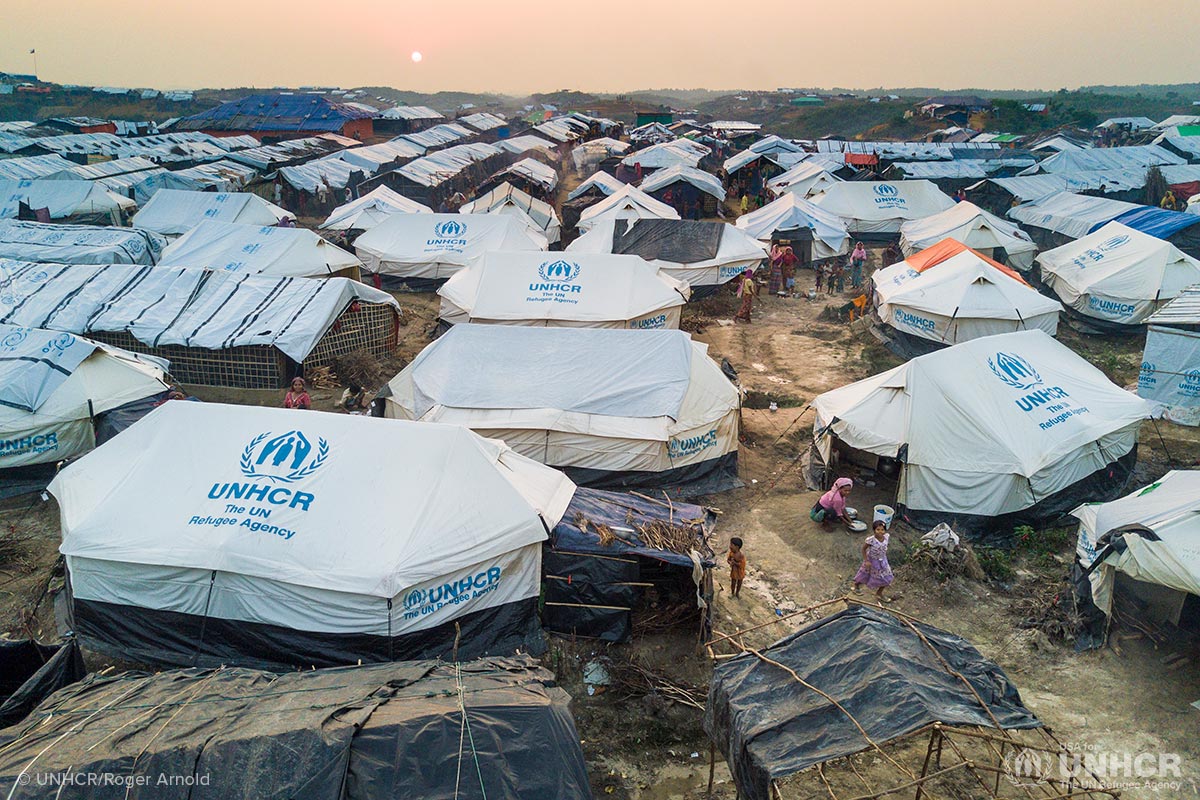 Tents set up at a Rohingya refugee camp
