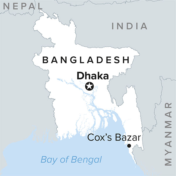 Map of Cox's Bazaar in Bangladesh
