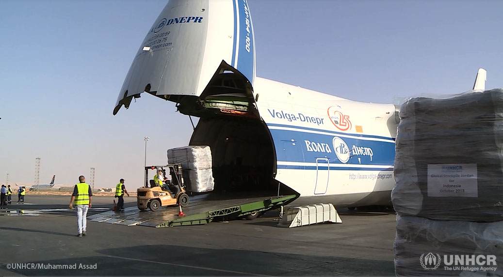 UNHCR airlifted a shipment of 1,400 emergency tents to Indonesia to meet the ongoing needs for survivors of last month's deadly earthquake and tsunami in Sulawesi.