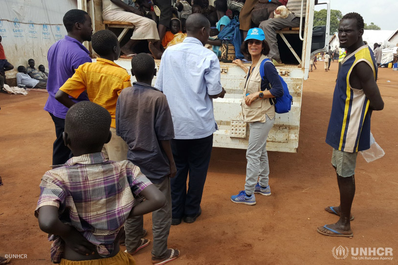 Massoumeh Farman Farmaian works with South Sudanese refugees in in Nyumanzi transit center in Uganda.