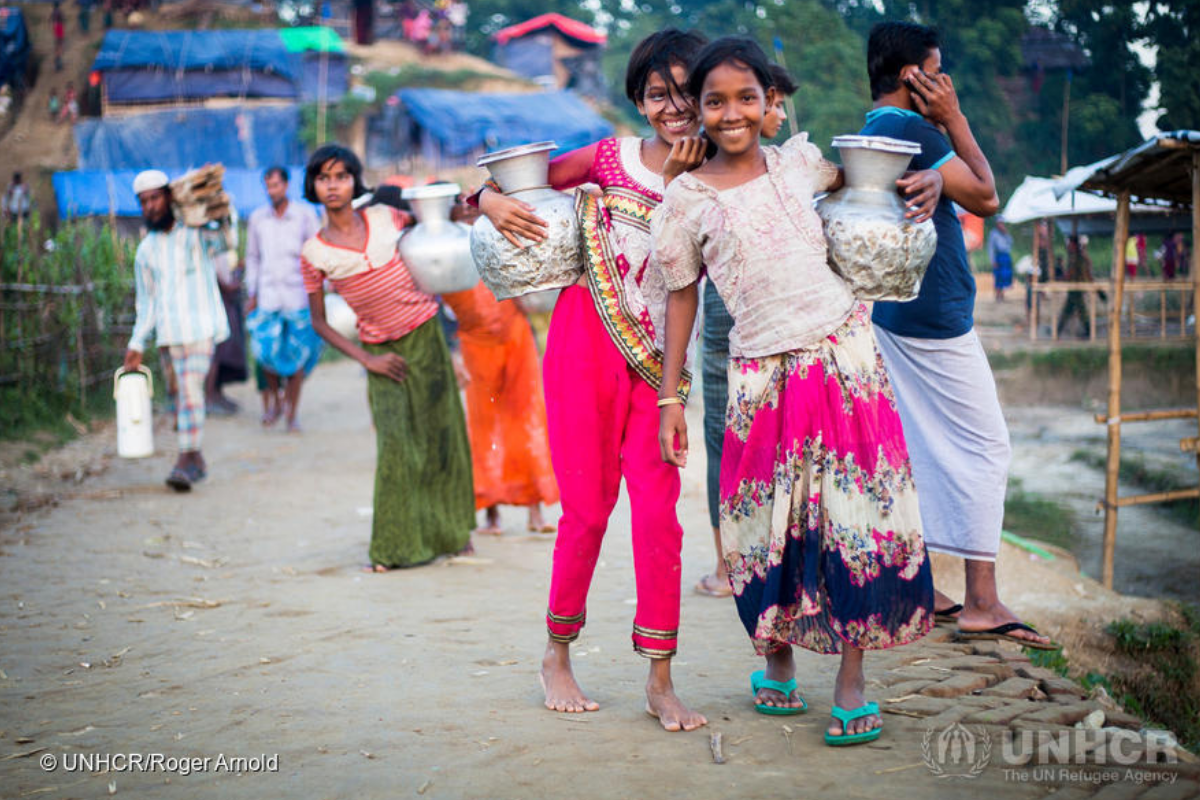 Rohingya refugee girls in Unchiprang refugee camp, Bangladesh