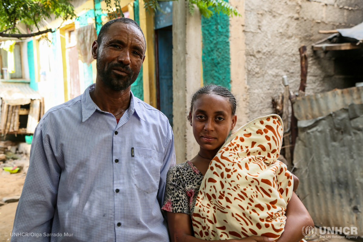 Salam, an Ethiopian IDP, and her father-in-law Tesfay