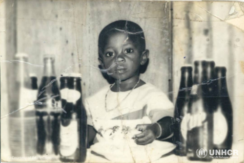 A photograph of Edafe Okporo as a child in Nigeria.