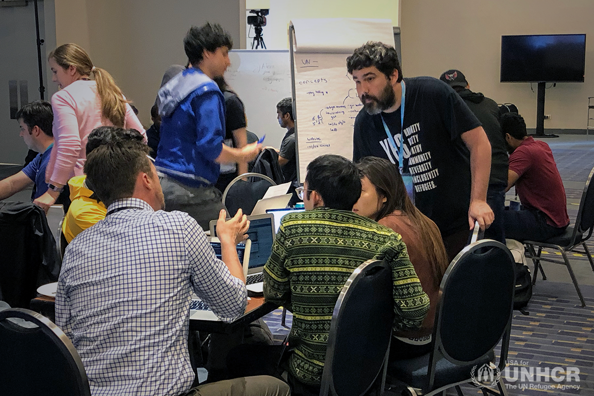 teams working on challenge at 2019 aws hackathon