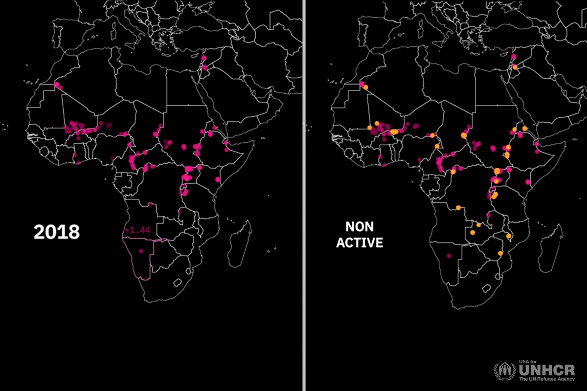 two maps visualizing boreholes in africa