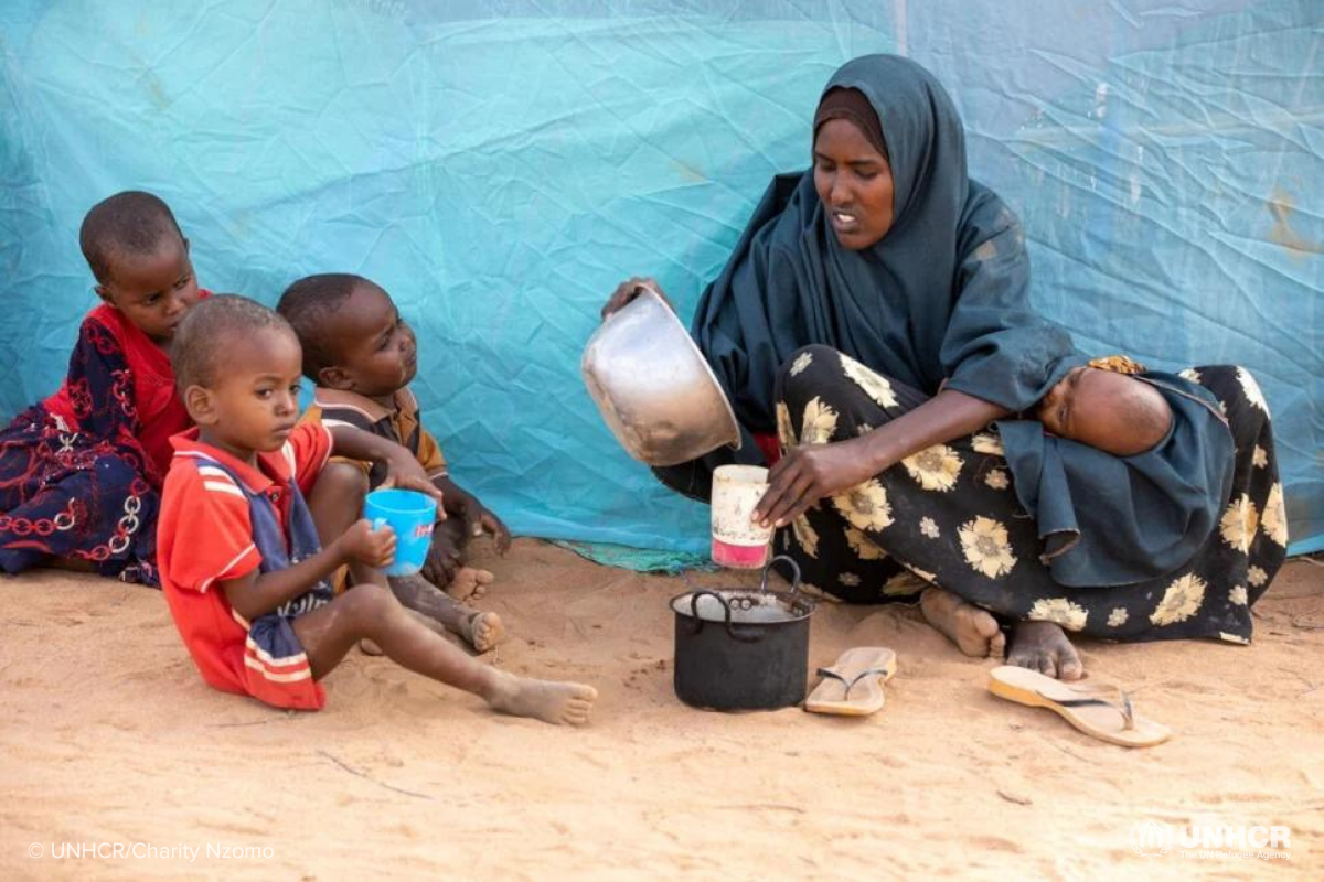 Sahara, her husband and three sons, fled the drought in Somalia to save their few remaining goats. They arrived in Kenya’s Dadaab refugee camps in October.  © UNHCR/Charity Nzomo