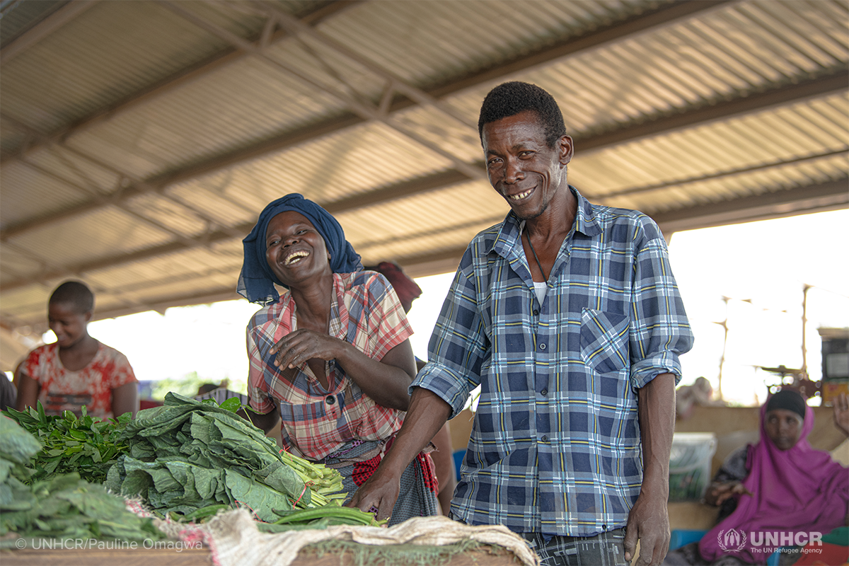 Refugee famers selling vegetables near Kakuma Refugee camp