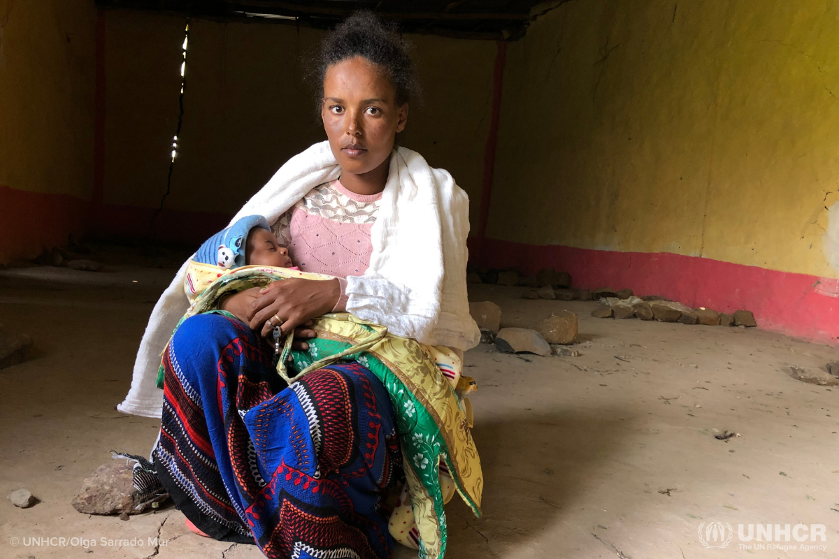 Abraht and her baby, IDPs in Ethiopia