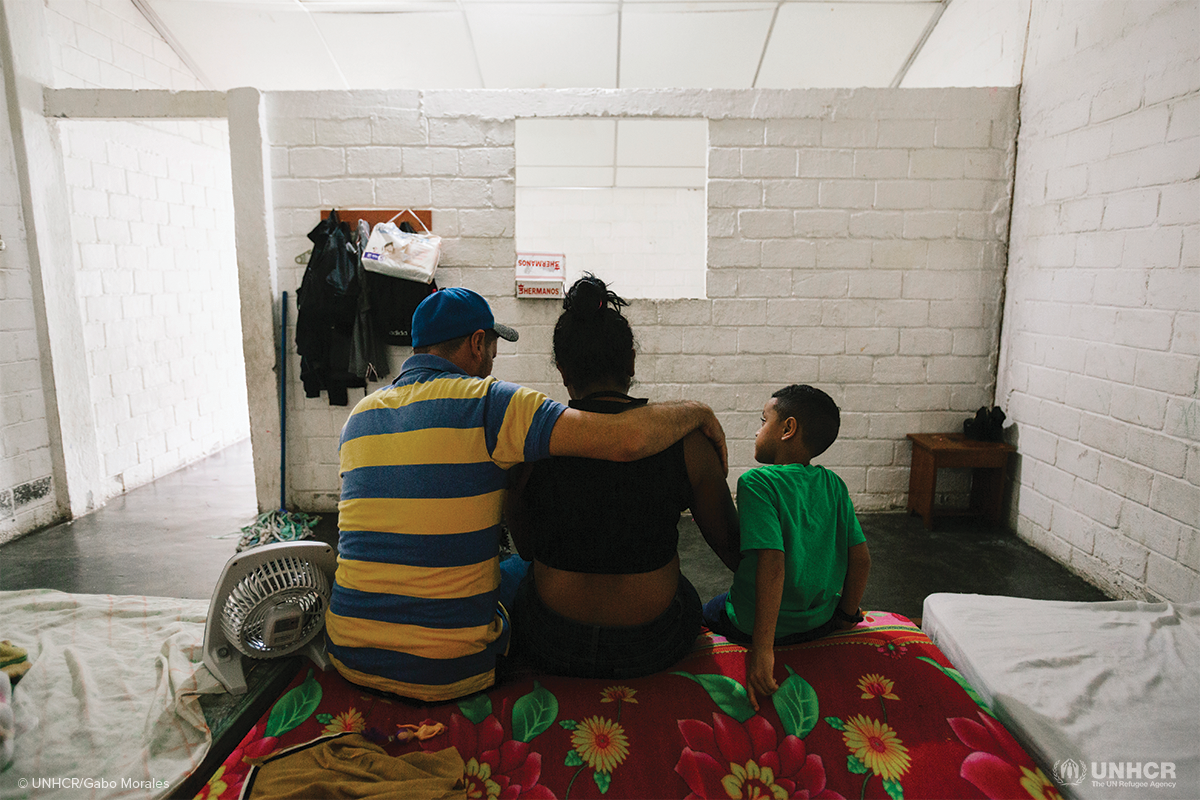 A Central American family at a shelter in Tapachula, southern Mexico