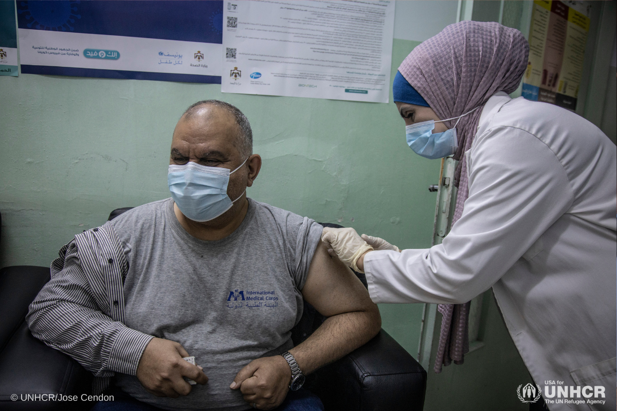 First refugee receives vaccine in Jordan