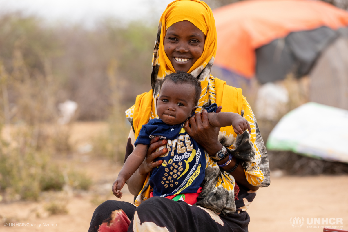 Somali refugee mother Abay and her son