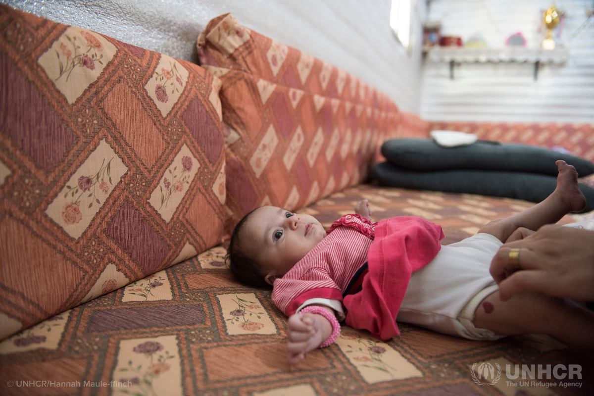 two-month-old Sham, Syrian refugee baby