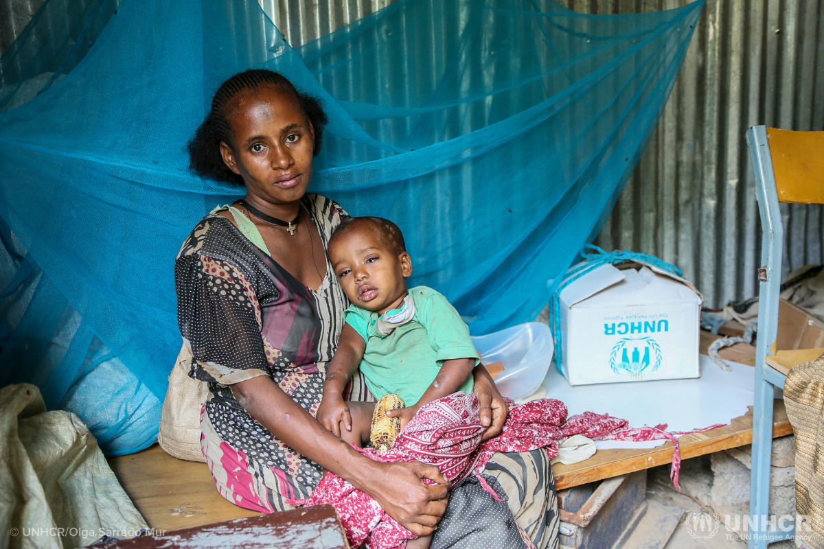 Alganesh and her son, IDPs in Ethiopia
