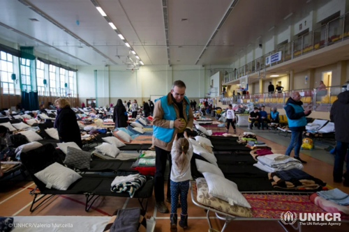 The reception center in Medyka was set up in a sports hall to host refugees fleeing from Ukraine.  