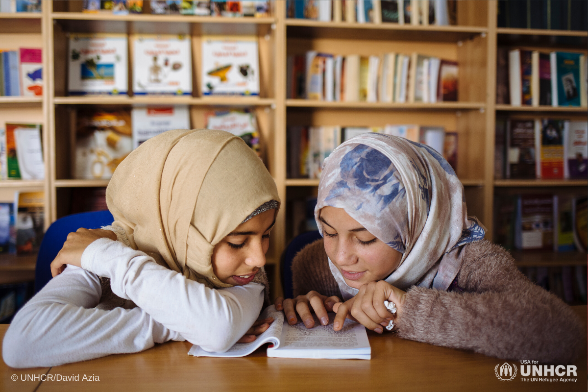tiger girls reading at zaatari camp