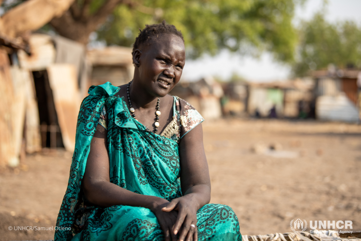 Angelina Peter, an IDP living in Malakal is photographed outside her shelter located at the Fire brigade IDP site in Malakal, South Sudan.