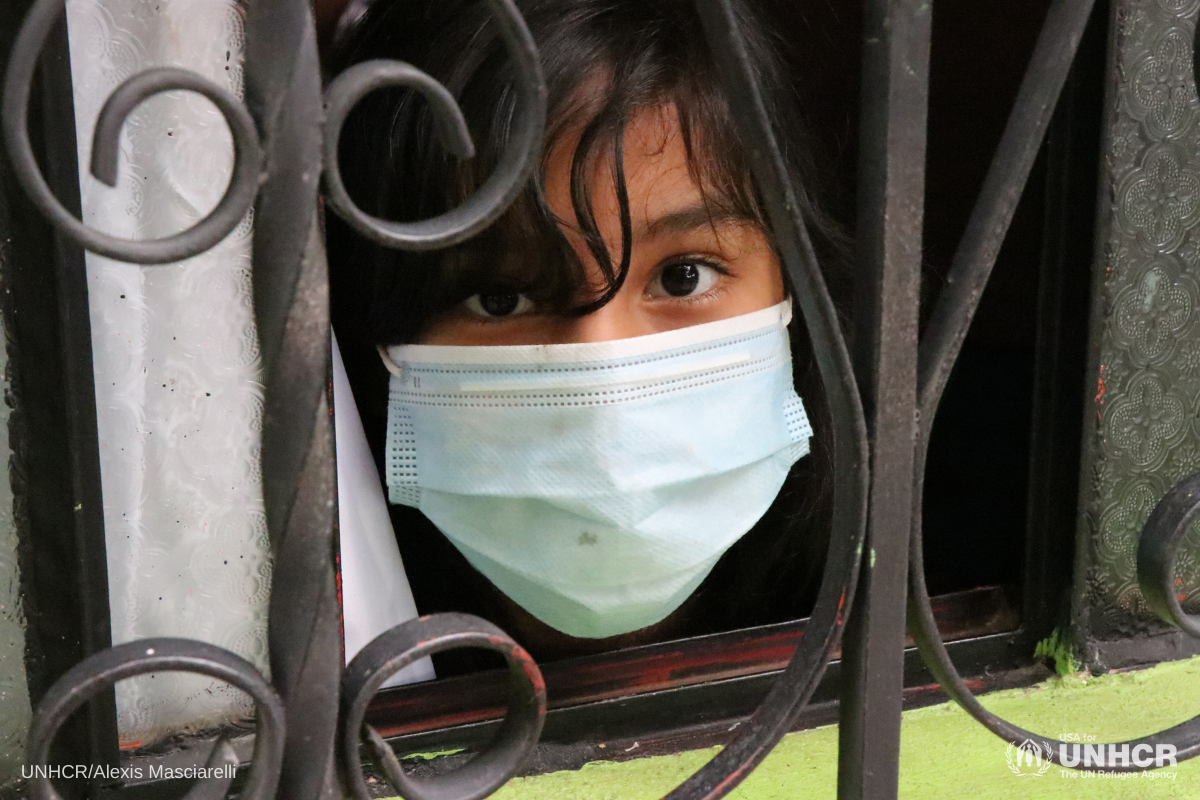 Central American girl with mask-COVId-19