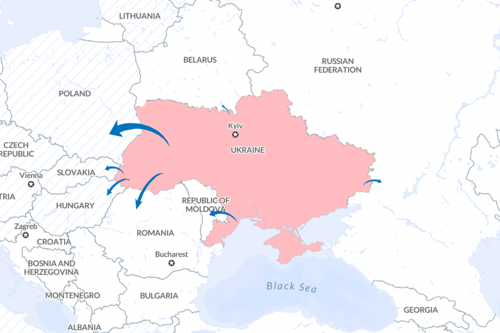 Map of countries refugees from Ukraine are fleeing to