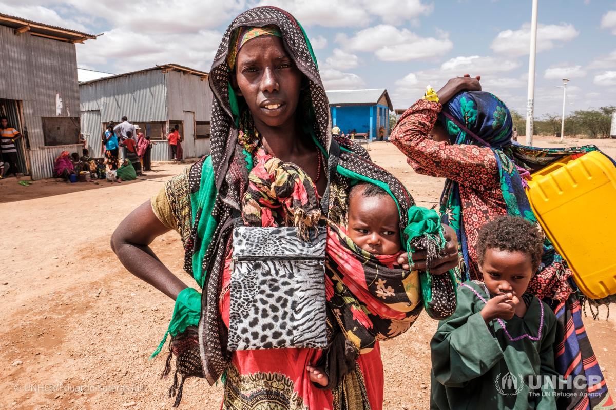 Somali mothers and their children at UNHCR's reception centre in Dollo Ado, Ethiopia.
