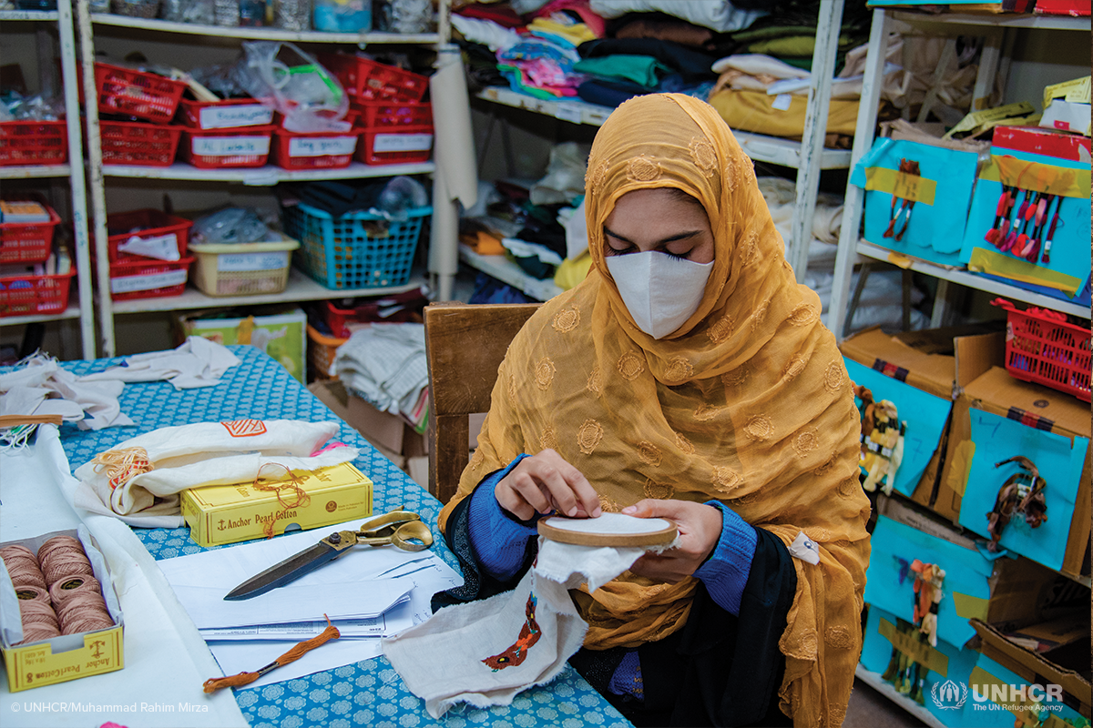 afghan refugee saira working on a project for made51
