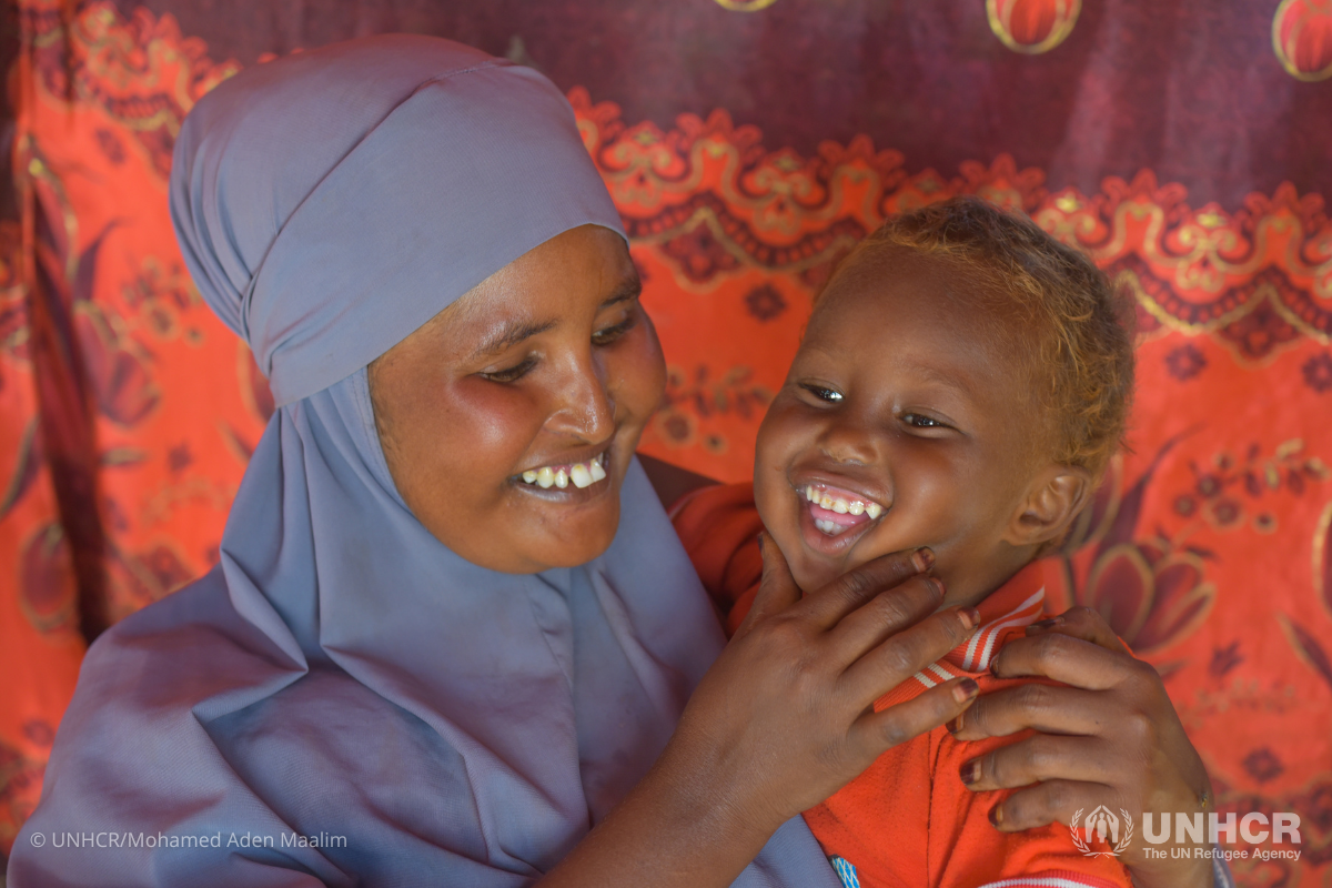 Somali refugee mother Diyaro and her son