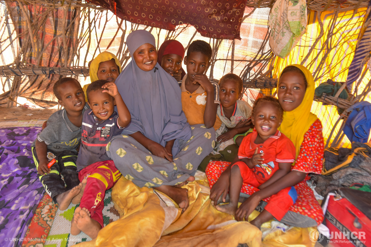 Somali mother Diyaro and her children